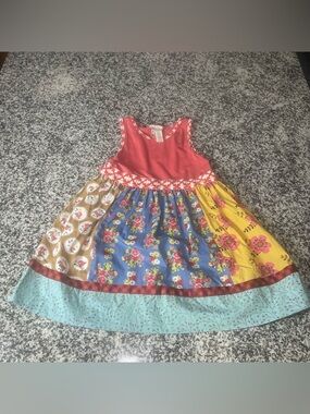 Matilda Jane Secret Fields Festive Florals Dress Girls 6 Colorful Patchwork